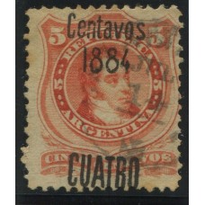 ARGENTINA 1884 GJ 76a ESTAMPILLA VARIEDAD 